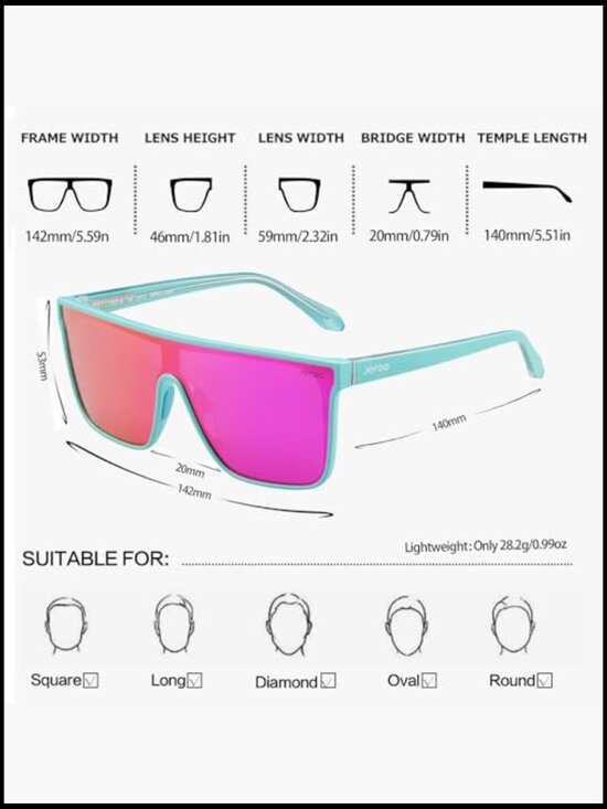 Polarized Square Sunglasses Oversized Fashion Siamese Lens Flat Top Shield main image 6